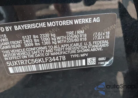 2019 BMW X3 Sdrive30I from USA, damaged, VIN 5UXTR7C56KLF34478